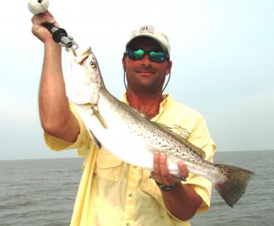 a sample of trout in Big Lake. pictured is Capt. Guy Stansel